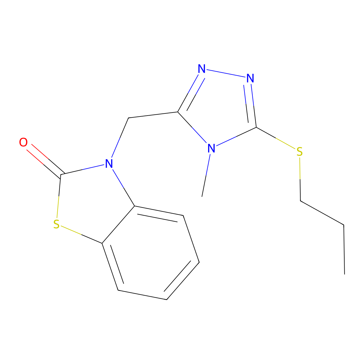 3-((4-methyl-5-(propylthio)-4H-1,2,4-triazol-3-yl)methyl)benzo[d]thiazol-2(3H)-one molecular structure, CAS 847399-99-9