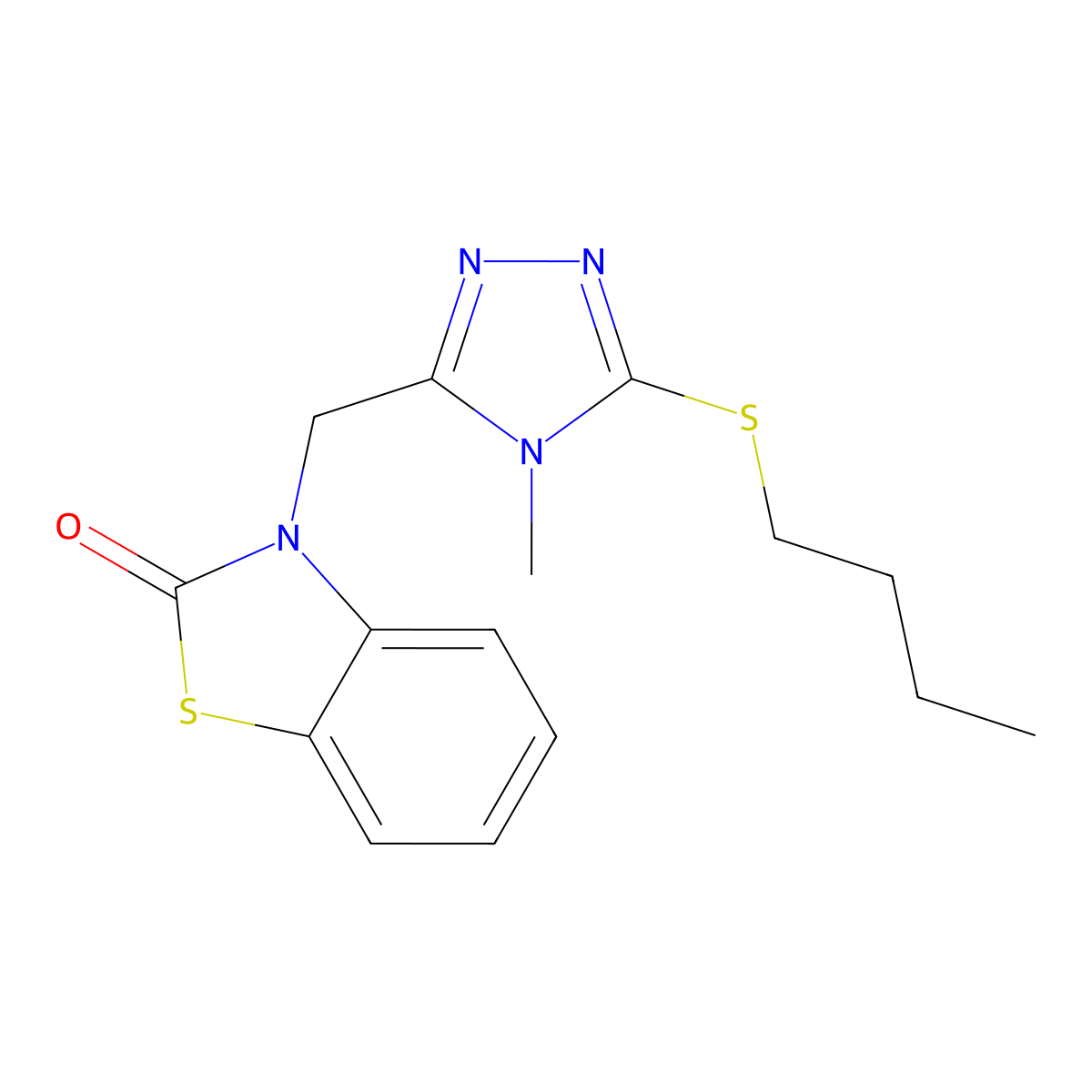 3-((5-(butylthio)-4-methyl-4H-1,2,4-triazol-3-yl)methyl)benzo[d]thiazol-2(3H)-one molecular structure, CAS 847400-01-5