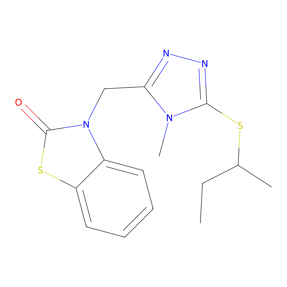 3-((5-(sec-butylthio)-4-methyl-4H-1,2,4-triazol-3-yl)methyl)benzo[d]thiazol-2(3H)-one molecular structure, CAS 847400-02-6