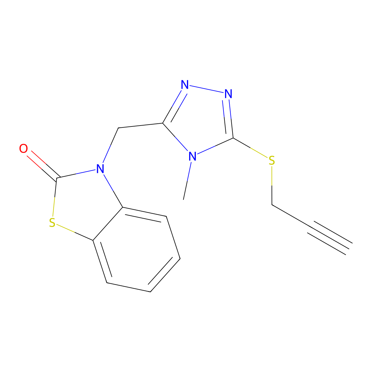 3-[(4-Methyl-5-prop-2-ynylsulfanyl-1,2,4-triazol-3-yl)methyl]-1,3-benzothiazol-2-one molecular structure, CAS 847400-06-0
