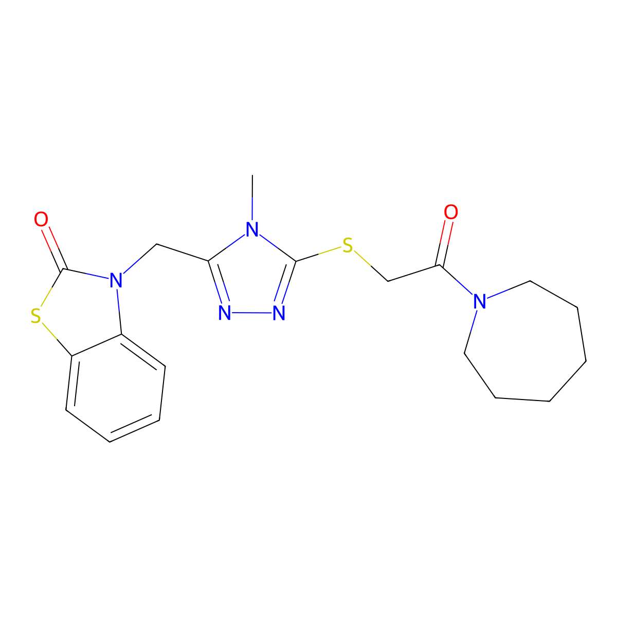3-((5-((2-(azepan-1-yl)-2-oxoethyl)thio)-4-methyl-4H-1,2,4-triazol-3-yl)methyl)benzo[d]thiazol-2(3H)-one molecular structure, CAS 847400-10-6