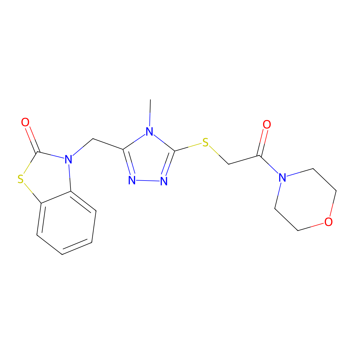 3-((4-methyl-5-((2-morpholino-2-oxoethyl)thio)-4H-1,2,4-triazol-3-yl)methyl)benzo[d]thiazol-2(3H)-one molecular structure, CAS 847400-11-7