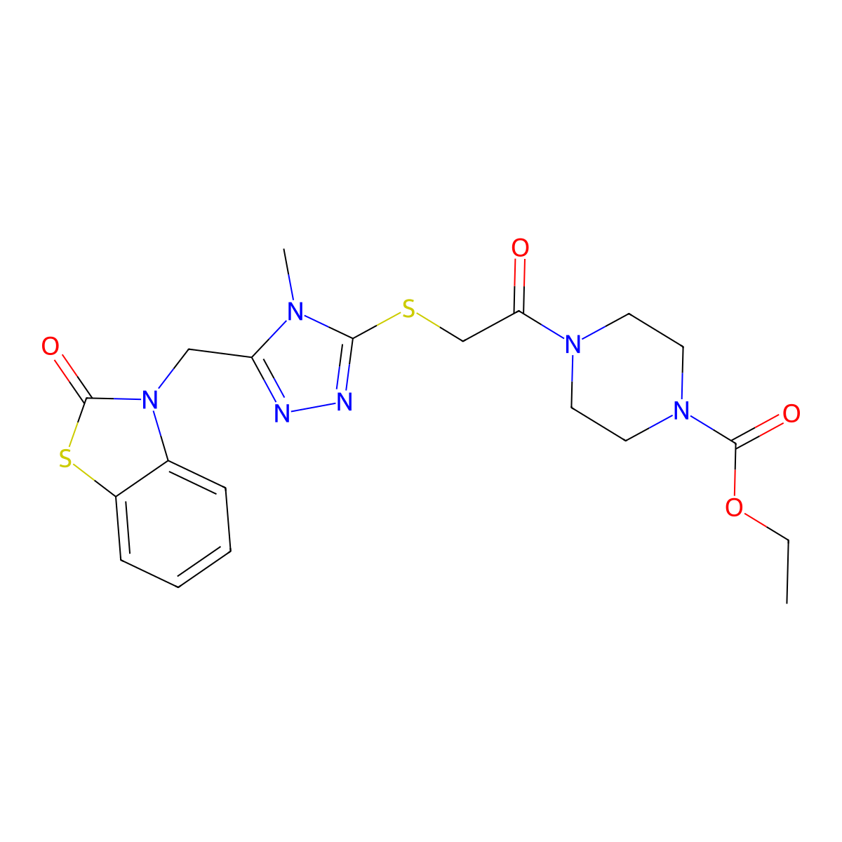 ethyl 4-(2-((4-methyl-5-((2-oxobenzo[d]thiazol-3(2H)-yl)methyl)-4H-1,2,4-triazol-3-yl)thio)acetyl)piperazine-1-carboxylate molecular structure, CAS 847400-14-0