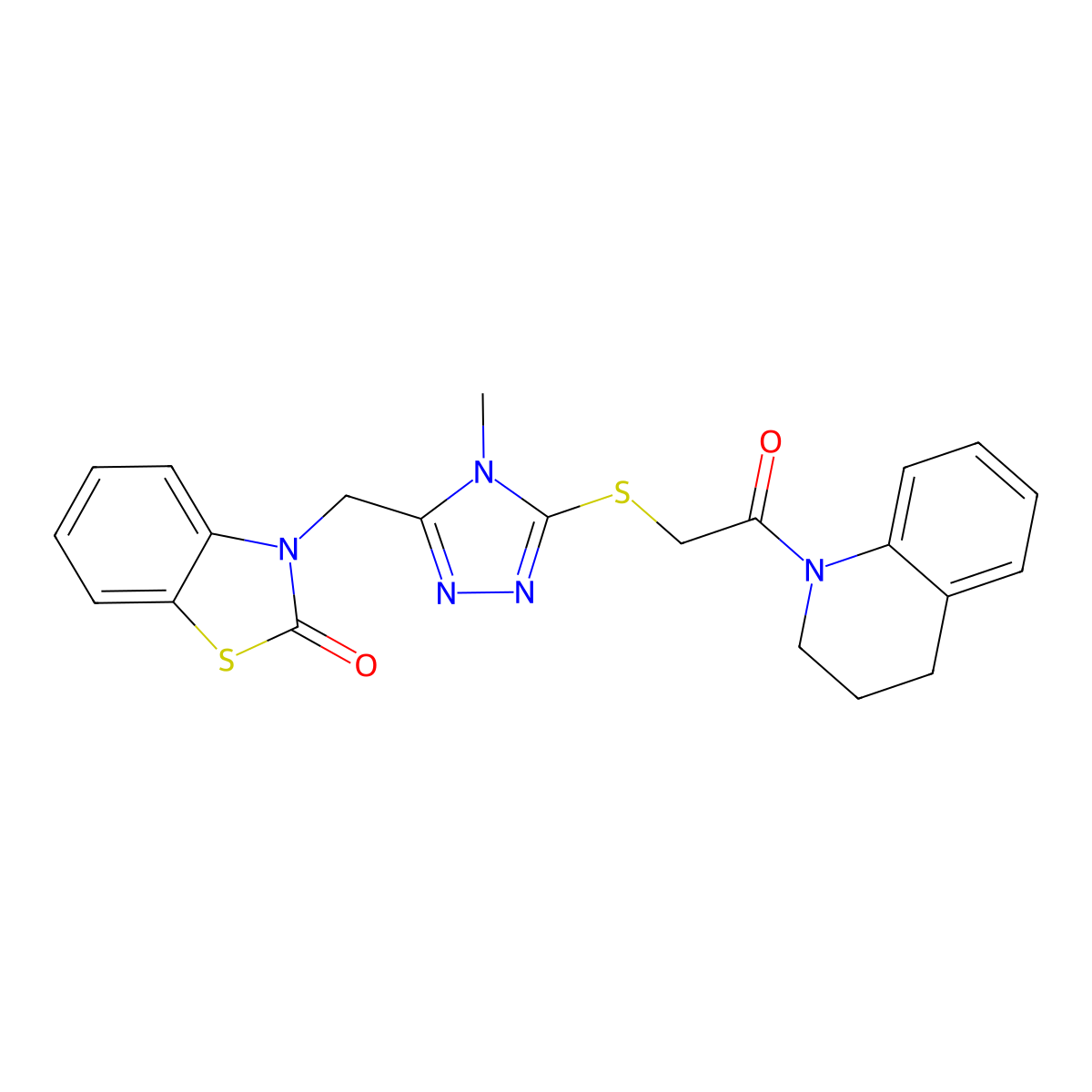 3-((5-((2-(3,4-dihydroquinolin-1(2H)-yl)-2-oxoethyl)thio)-4-methyl-4H-1,2,4-triazol-3-yl)methyl)benzo[d]thiazol-2(3H)-one molecular structure, CAS 847400-15-1
