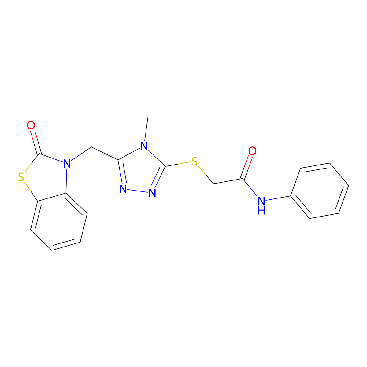2-((4-methyl-5-((2-oxobenzo[d]thiazol-3(2H)-yl)methyl)-4H-1,2,4-triazol-3-yl)thio)-N-phenylacetamide molecular structure, CAS 847400-18-4