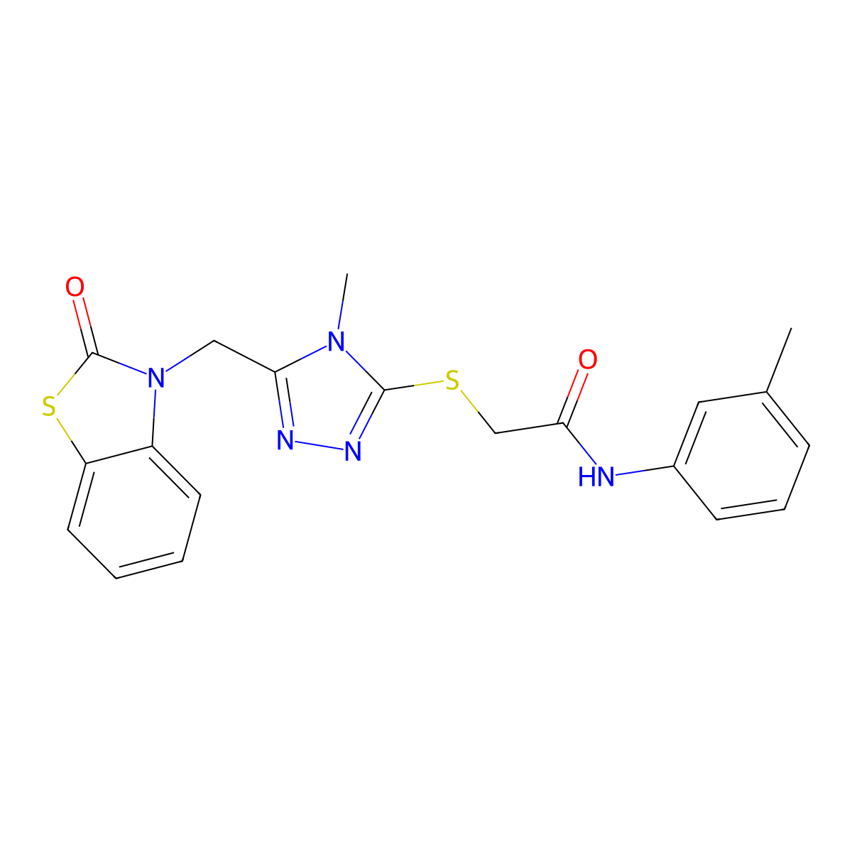 2-((4-methyl-5-((2-oxobenzo[d]thiazol-3(2H)-yl)methyl)-4H-1,2,4-triazol-3-yl)thio)-N-(m-tolyl)acetamide molecular structure, CAS 847400-20-8