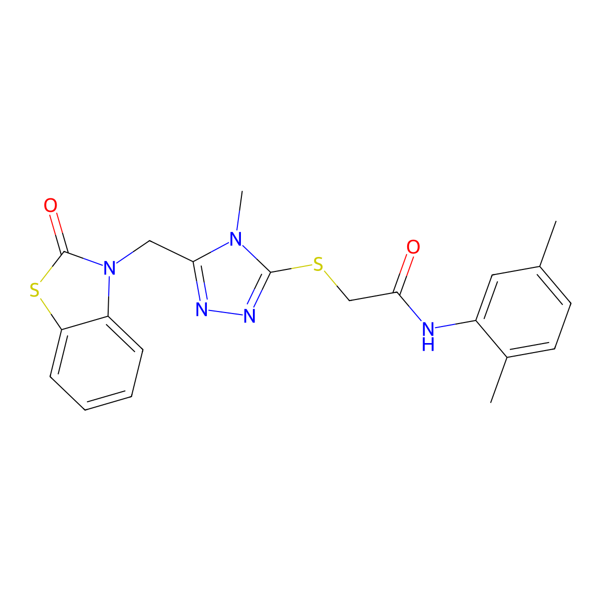 N-(2,5-dimethylphenyl)-2-((4-methyl-5-((2-oxobenzo[d]thiazol-3(2H)-yl)methyl)-4H-1,2,4-triazol-3-yl)thio)acetamide molecular structure, CAS 847400-23-1