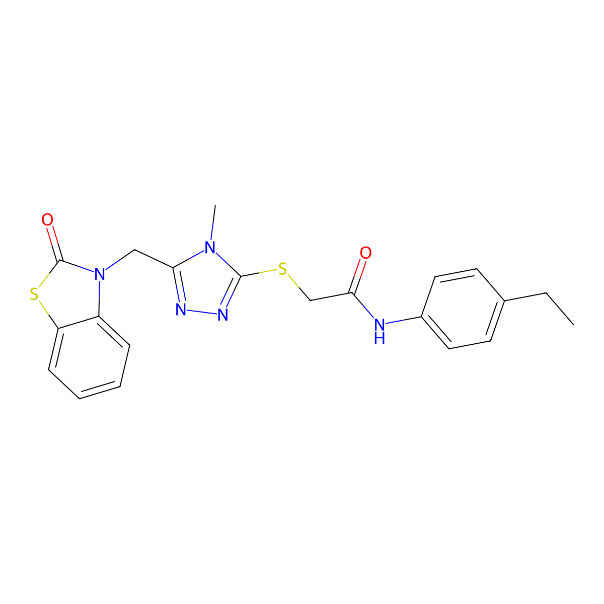 N-(4-ethylphenyl)-2-((4-methyl-5-((2-oxobenzo[d]thiazol-3(2H)-yl)methyl)-4H-1,2,4-triazol-3-yl)thio)acetamide molecular structure, CAS 847400-27-5