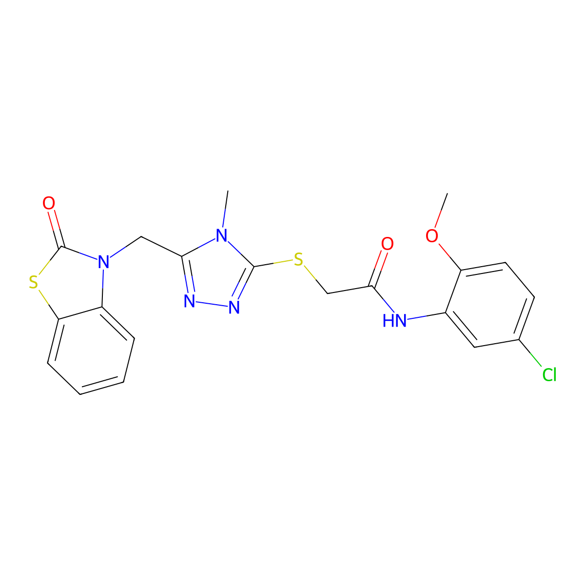 N-(5-chloro-2-methoxyphenyl)-2-((4-methyl-5-((2-oxobenzo[d]thiazol-3(2H)-yl)methyl)-4H-1,2,4-triazol-3-yl)thio)acetamide molecular structure, CAS 847400-37-7