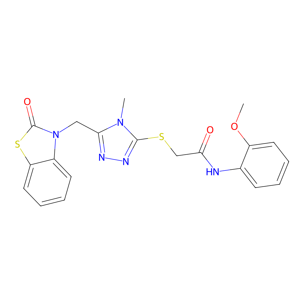 N-(2-methoxyphenyl)-2-((4-methyl-5-((2-oxobenzo[d]thiazol-3(2H)-yl)methyl)-4H-1,2,4-triazol-3-yl)thio)acetamide molecular structure, CAS 847400-38-8