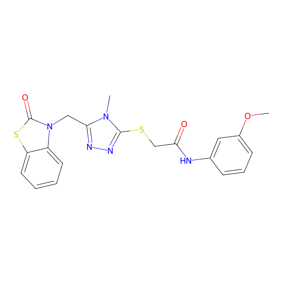 N-(3-methoxyphenyl)-2-((4-methyl-5-((2-oxobenzo[d]thiazol-3(2H)-yl)methyl)-4H-1,2,4-triazol-3-yl)thio)acetamide molecular structure, CAS 847400-39-9