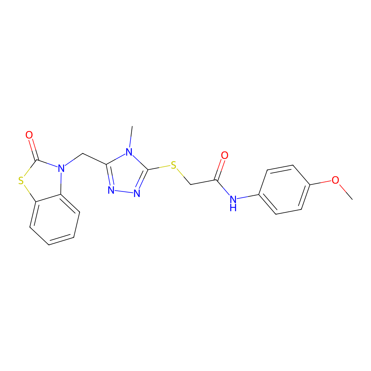 N-(4-methoxyphenyl)-2-((4-methyl-5-((2-oxobenzo[d]thiazol-3(2H)-yl)methyl)-4H-1,2,4-triazol-3-yl)thio)acetamide molecular structure, CAS 847400-40-2