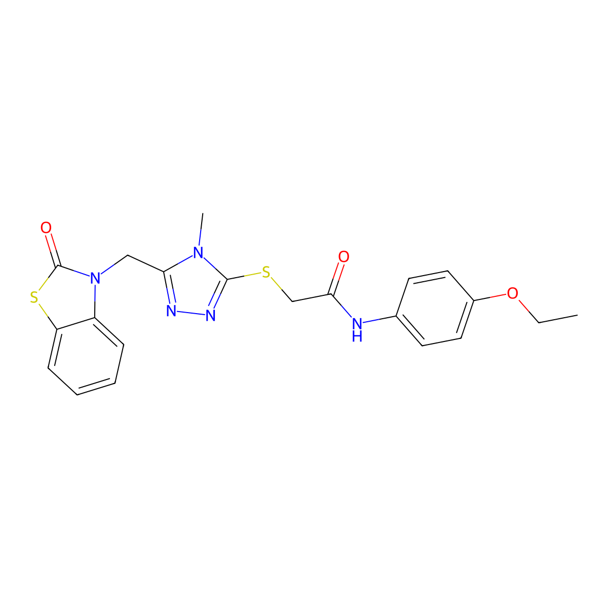 N-(4-ethoxyphenyl)-2-((4-methyl-5-((2-oxobenzo[d]thiazol-3(2H)-yl)methyl)-4H-1,2,4-triazol-3-yl)thio)acetamide molecular structure, CAS 847400-42-4