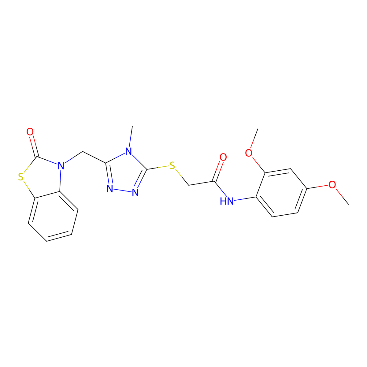 N-(2,4-dimethoxyphenyl)-2-((4-methyl-5-((2-oxobenzo[d]thiazol-3(2H)-yl)methyl)-4H-1,2,4-triazol-3-yl)thio)acetamide molecular structure, CAS 847400-43-5