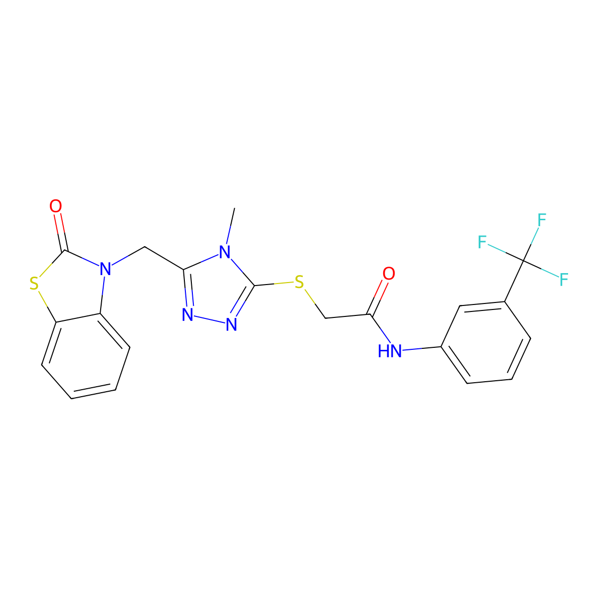 2-((4-methyl-5-((2-oxobenzo[d]thiazol-3(2H)-yl)methyl)-4H-1,2,4-triazol-3-yl)thio)-N-(3-(trifluoromethyl)phenyl)acetamide molecular structure, CAS 847400-49-1