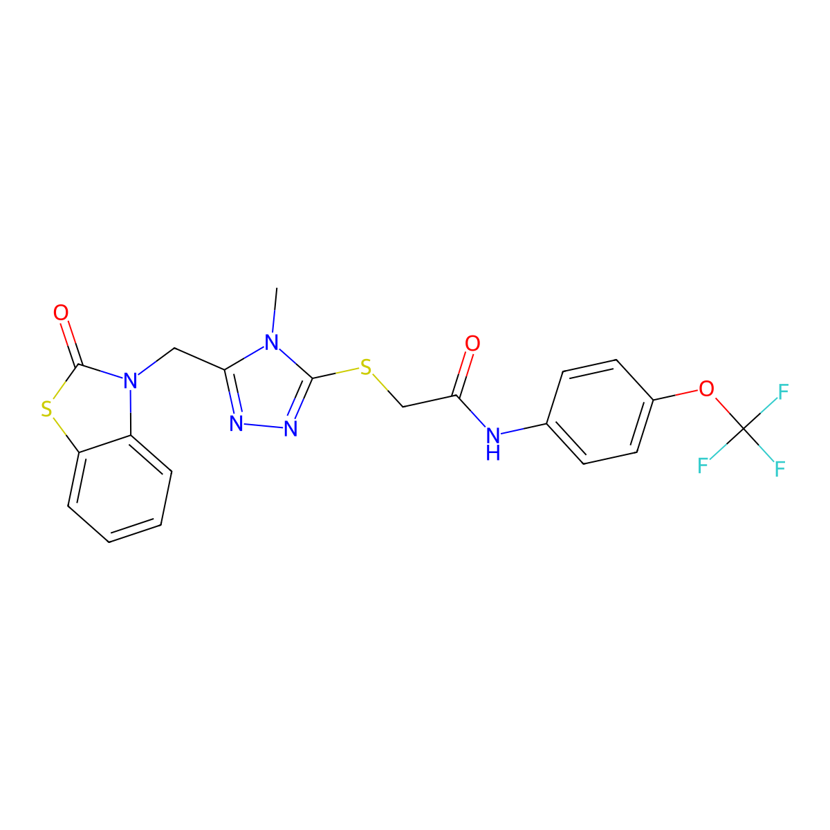 2-((4-methyl-5-((2-oxobenzo[d]thiazol-3(2H)-yl)methyl)-4H-1,2,4-triazol-3-yl)thio)-N-(4-(trifluoromethoxy)phenyl)acetamide molecular structure, CAS 847400-51-5