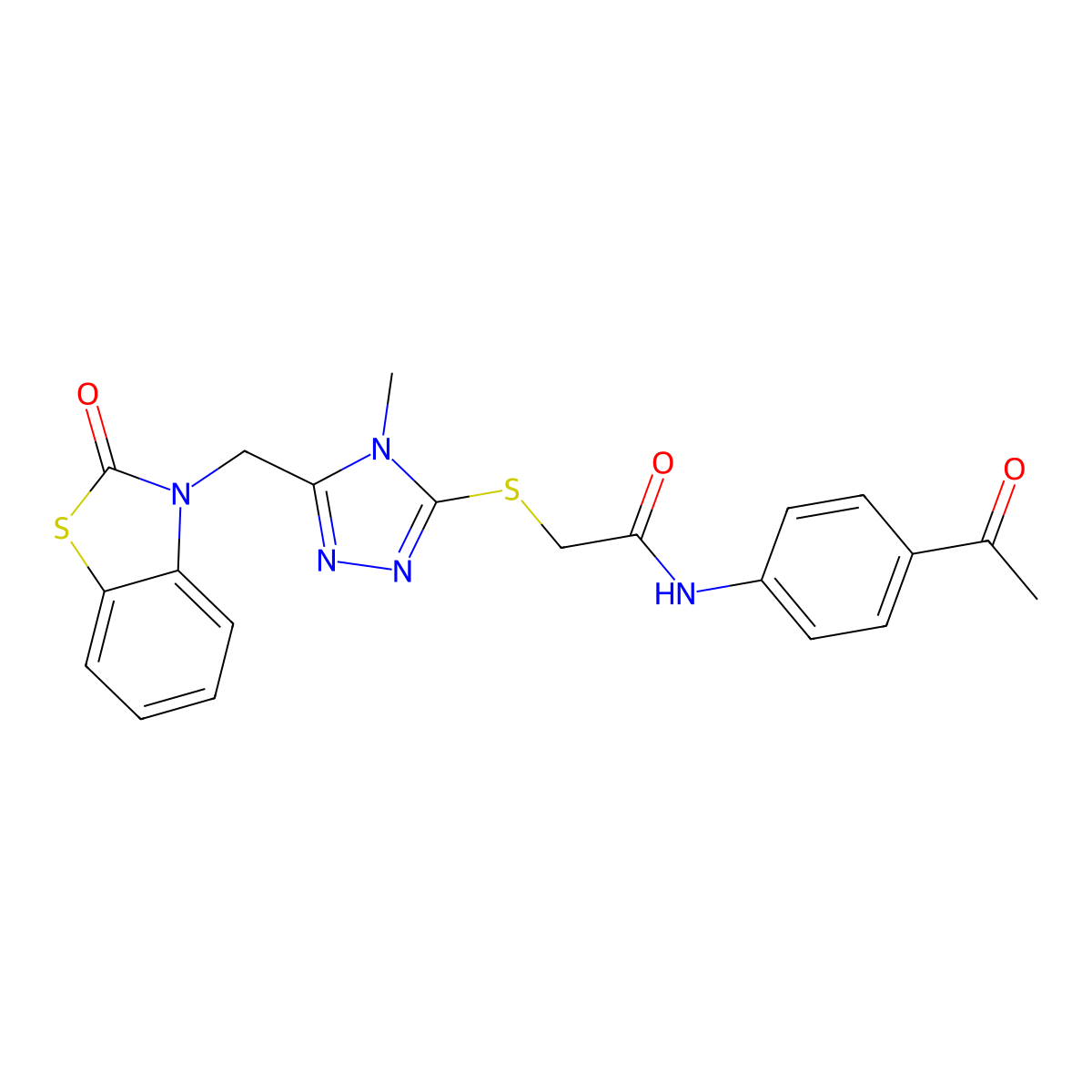 N-(4-acetylphenyl)-2-((4-methyl-5-((2-oxobenzo[d]thiazol-3(2H)-yl)methyl)-4H-1,2,4-triazol-3-yl)thio)acetamide molecular structure, CAS 847400-54-8
