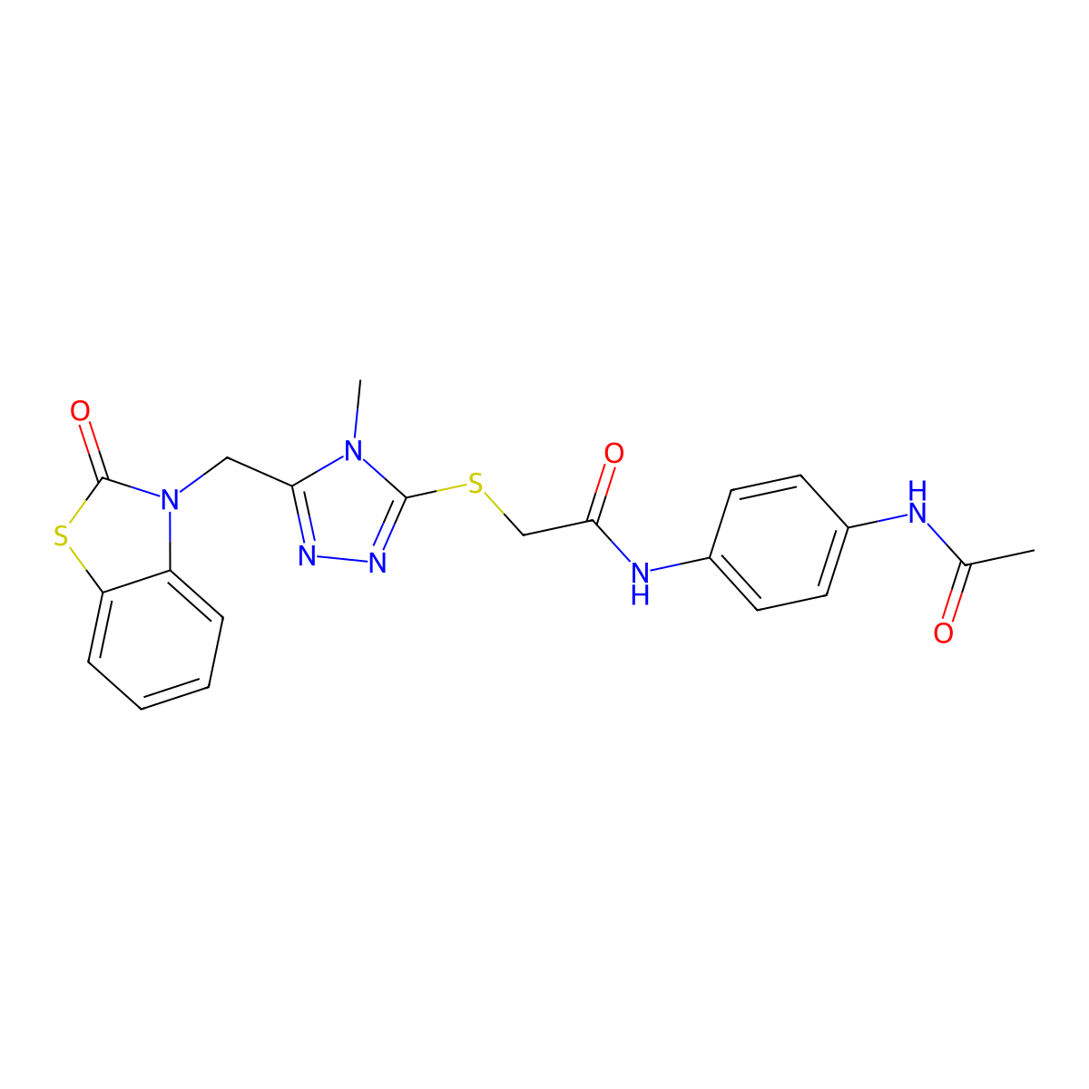 N-(4-acetamidophenyl)-2-((4-methyl-5-((2-oxobenzo[d]thiazol-3(2H)-yl)methyl)-4H-1,2,4-triazol-3-yl)thio)acetamide molecular structure, CAS 847400-56-0