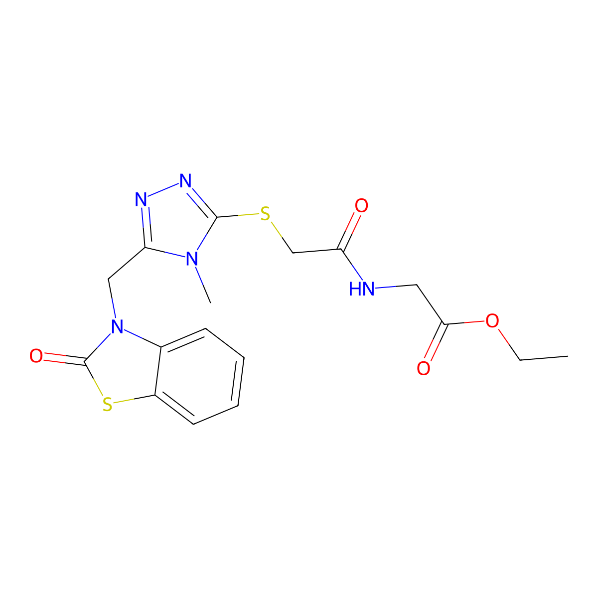 ethyl 2-(2-((4-methyl-5-((2-oxobenzo[d]thiazol-3(2H)-yl)methyl)-4H-1,2,4-triazol-3-yl)thio)acetamido)acetate molecular structure, CAS 847400-59-3
