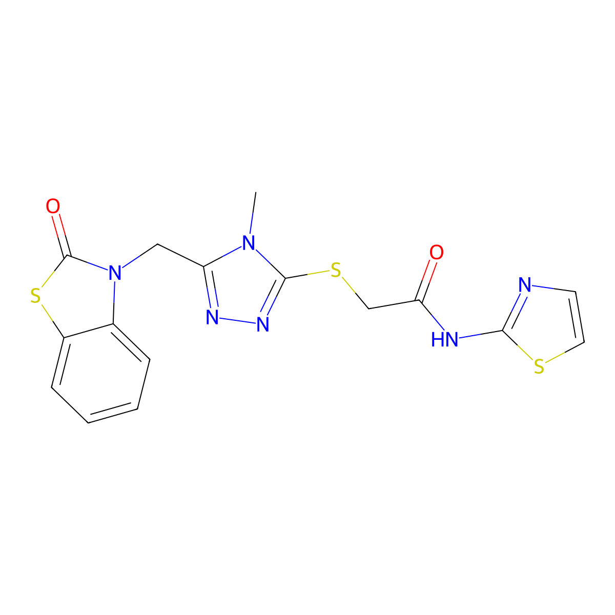 2-((4-methyl-5-((2-oxobenzo[d]thiazol-3(2H)-yl)methyl)-4H-1,2,4-triazol-3-yl)thio)-N-(thiazol-2-yl)acetamide molecular structure, CAS 847400-70-8