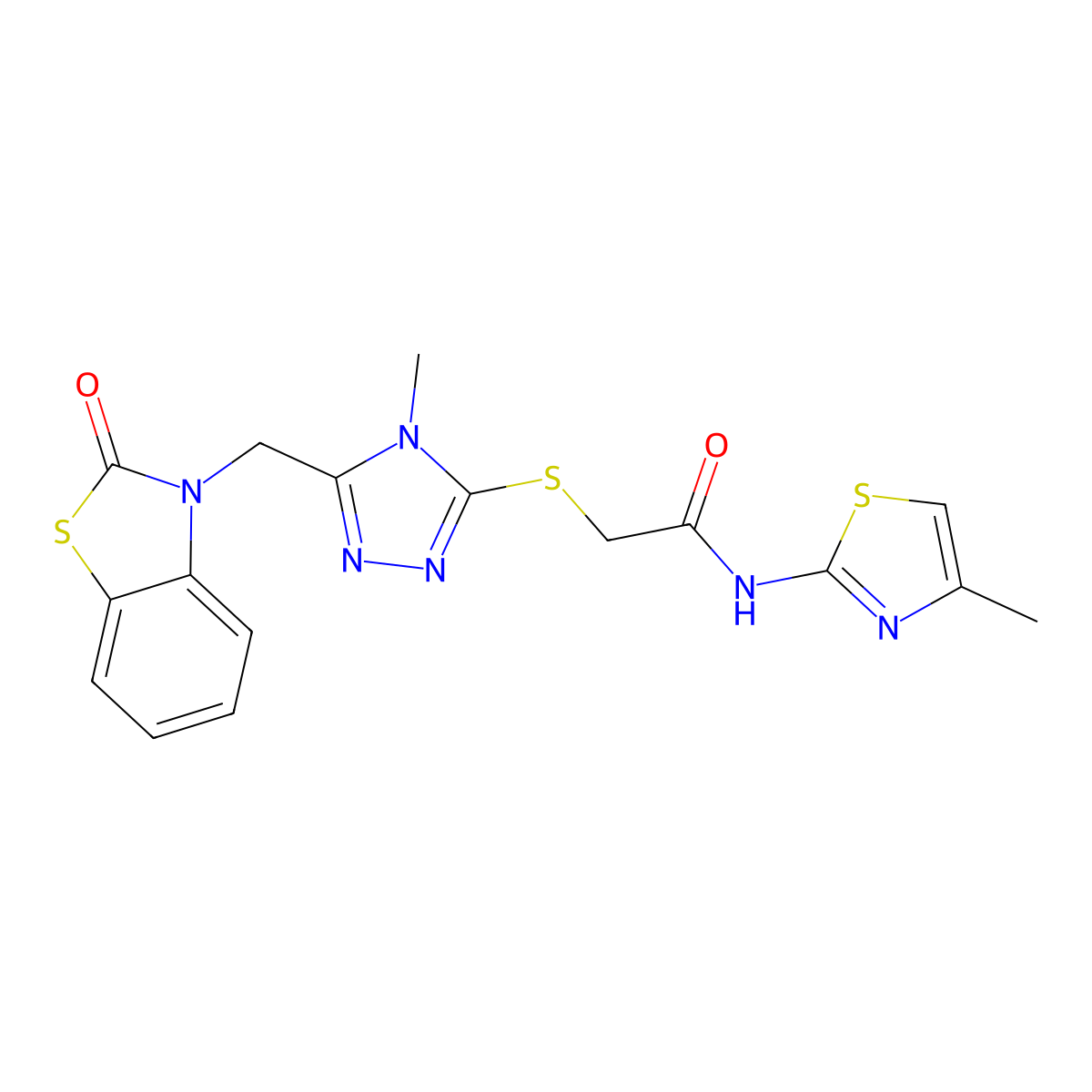 2-((4-methyl-5-((2-oxobenzo[d]thiazol-3(2H)-yl)methyl)-4H-1,2,4-triazol-3-yl)thio)-N-(4-methylthiazol-2-yl)acetamide molecular structure, CAS 847400-71-9