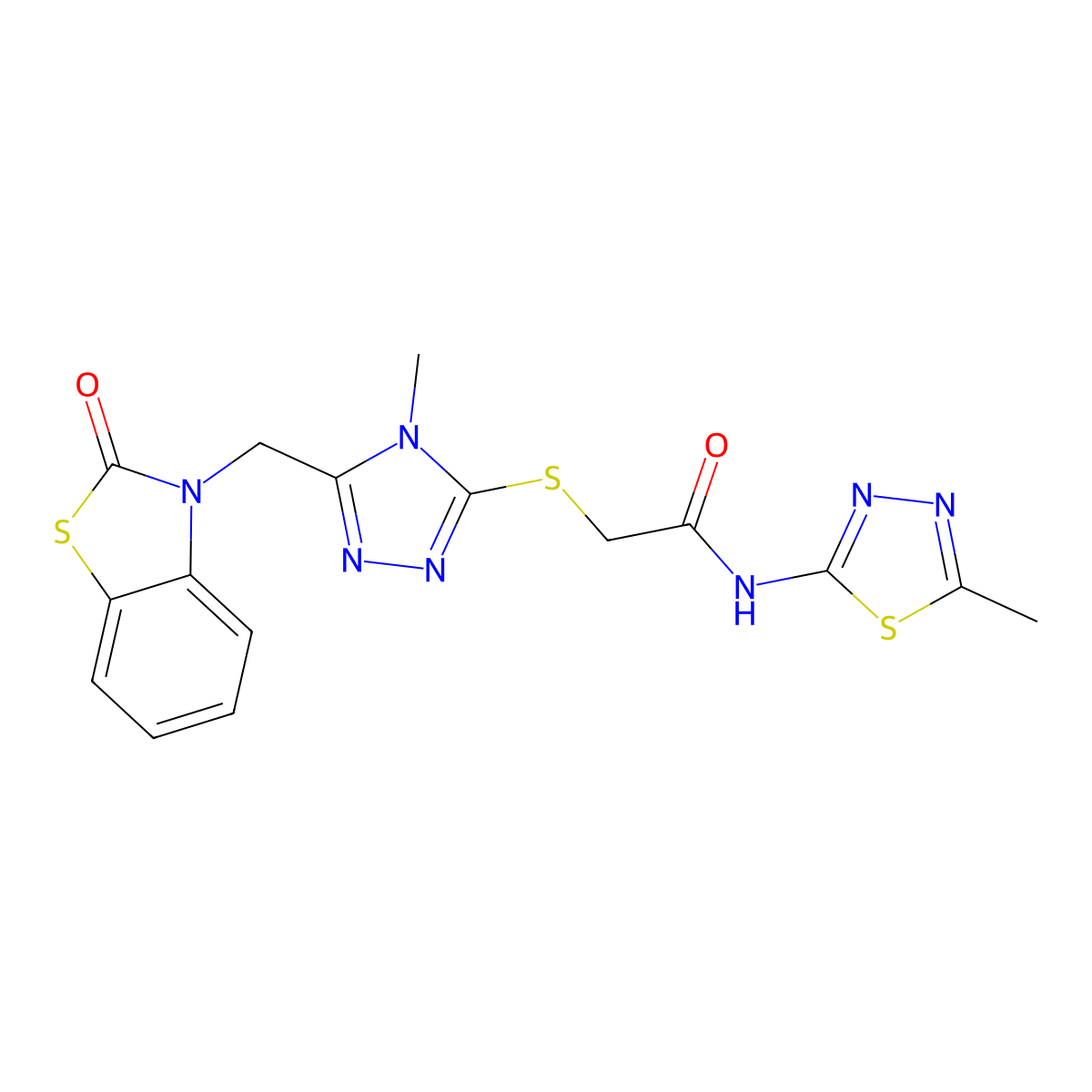 N-(5-methyl-1,3,4-thiadiazol-2-yl)-2-((4-methyl-5-((2-oxobenzo[d]thiazol-3(2H)-yl)methyl)-4H-1,2,4-triazol-3-yl)thio)acetamide molecular structure, CAS 847400-72-0