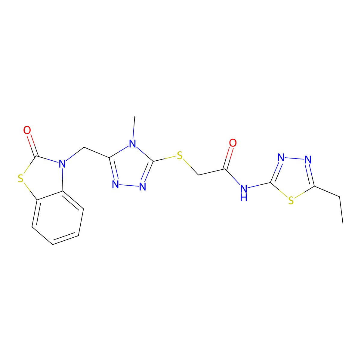 N-(5-ethyl-1,3,4-thiadiazol-2-yl)-2-((4-methyl-5-((2-oxobenzo[d]thiazol-3(2H)-yl)methyl)-4H-1,2,4-triazol-3-yl)thio)acetamide molecular structure, CAS 847400-73-1