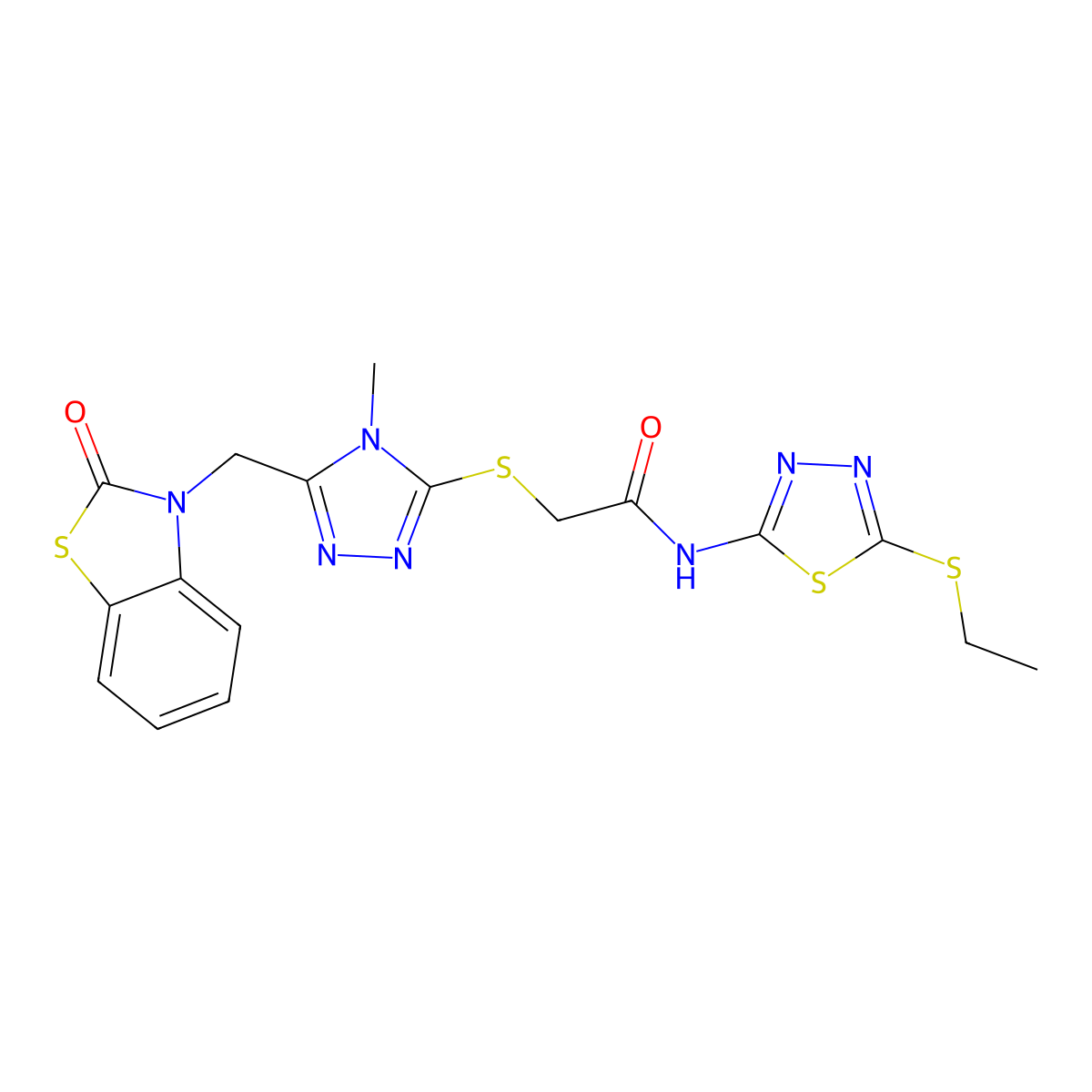 N-(5-(ethylthio)-1,3,4-thiadiazol-2-yl)-2-((4-methyl-5-((2-oxobenzo[d]thiazol-3(2H)-yl)methyl)-4H-1,2,4-triazol-3-yl)thio)acetamide molecular structure, CAS 847400-74-2