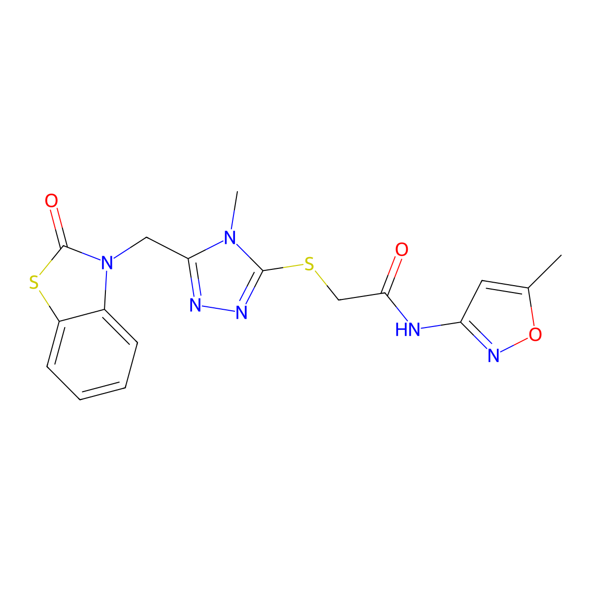 2-((4-methyl-5-((2-oxobenzo[d]thiazol-3(2H)-yl)methyl)-4H-1,2,4-triazol-3-yl)thio)-N-(5-methylisoxazol-3-yl)acetamide molecular structure, CAS 847400-75-3