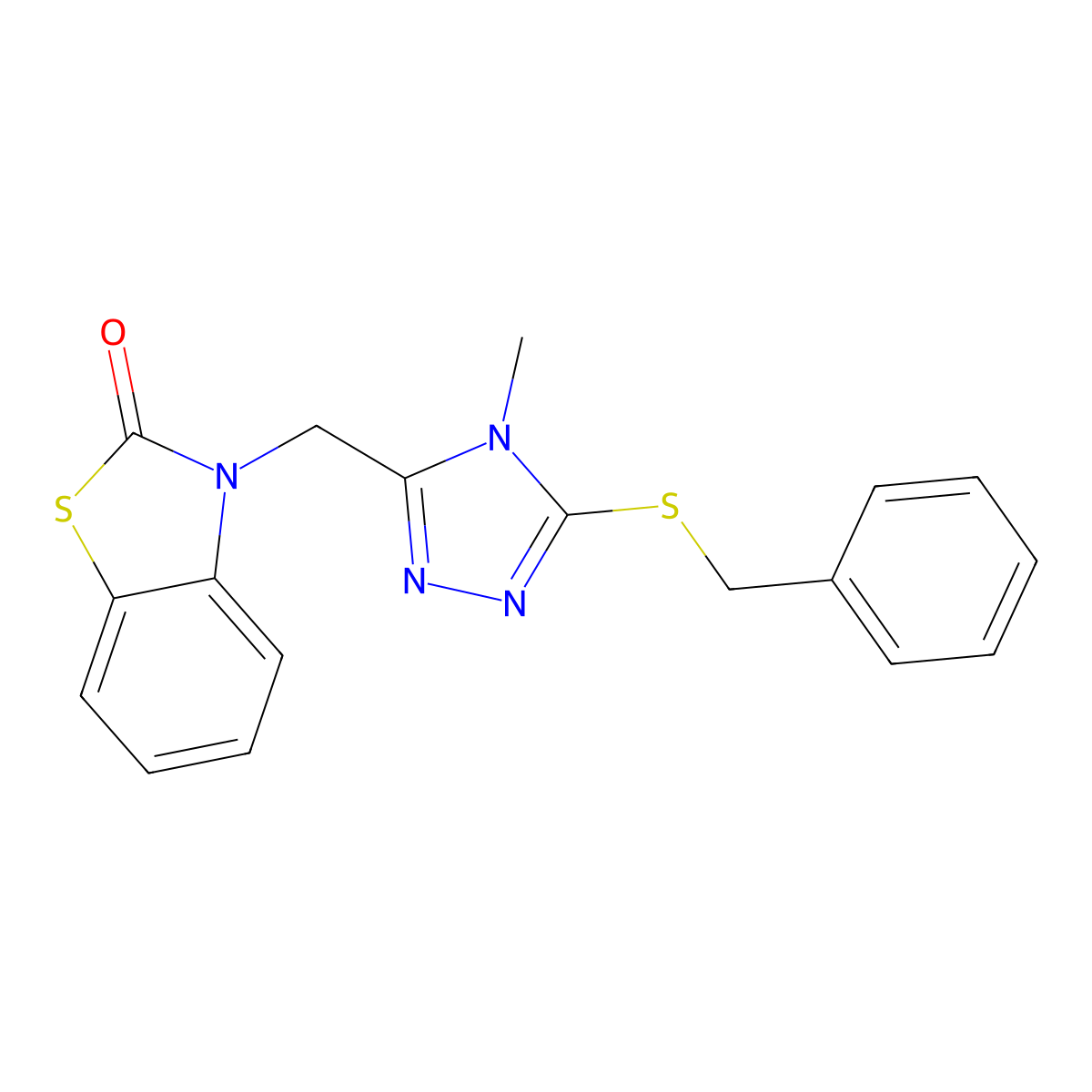 3-((5-(benzylthio)-4-methyl-4H-1,2,4-triazol-3-yl)methyl)benzo[d]thiazol-2(3H)-one molecular structure, CAS 847400-76-4