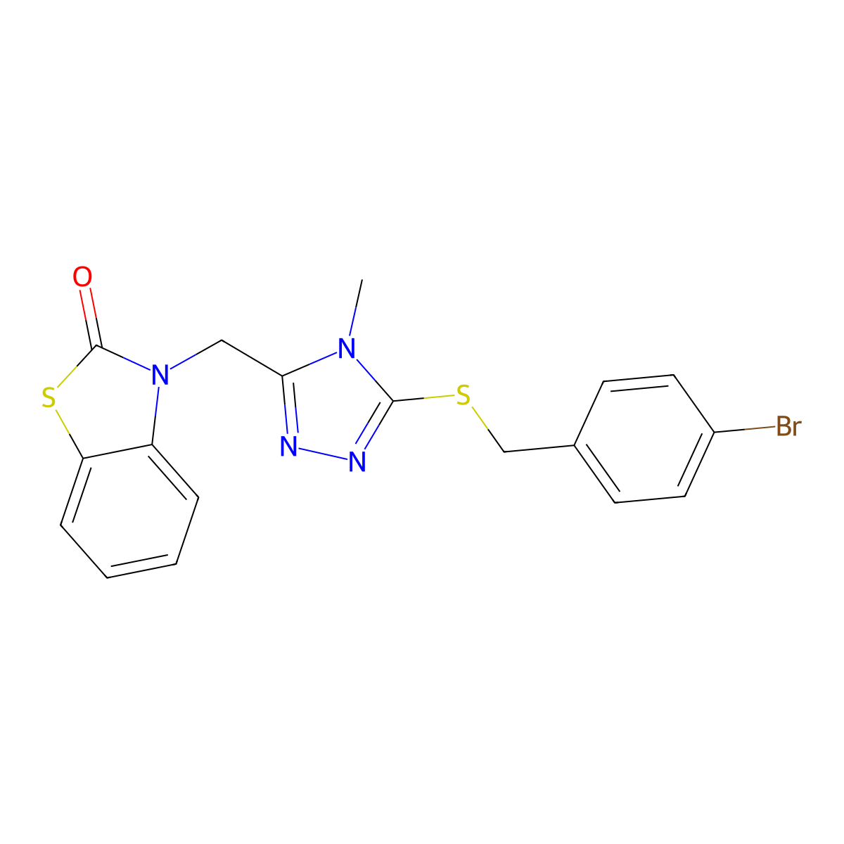 3-((5-((4-bromobenzyl)thio)-4-methyl-4H-1,2,4-triazol-3-yl)methyl)benzo[d]thiazol-2(3H)-one molecular structure, CAS 847400-80-0