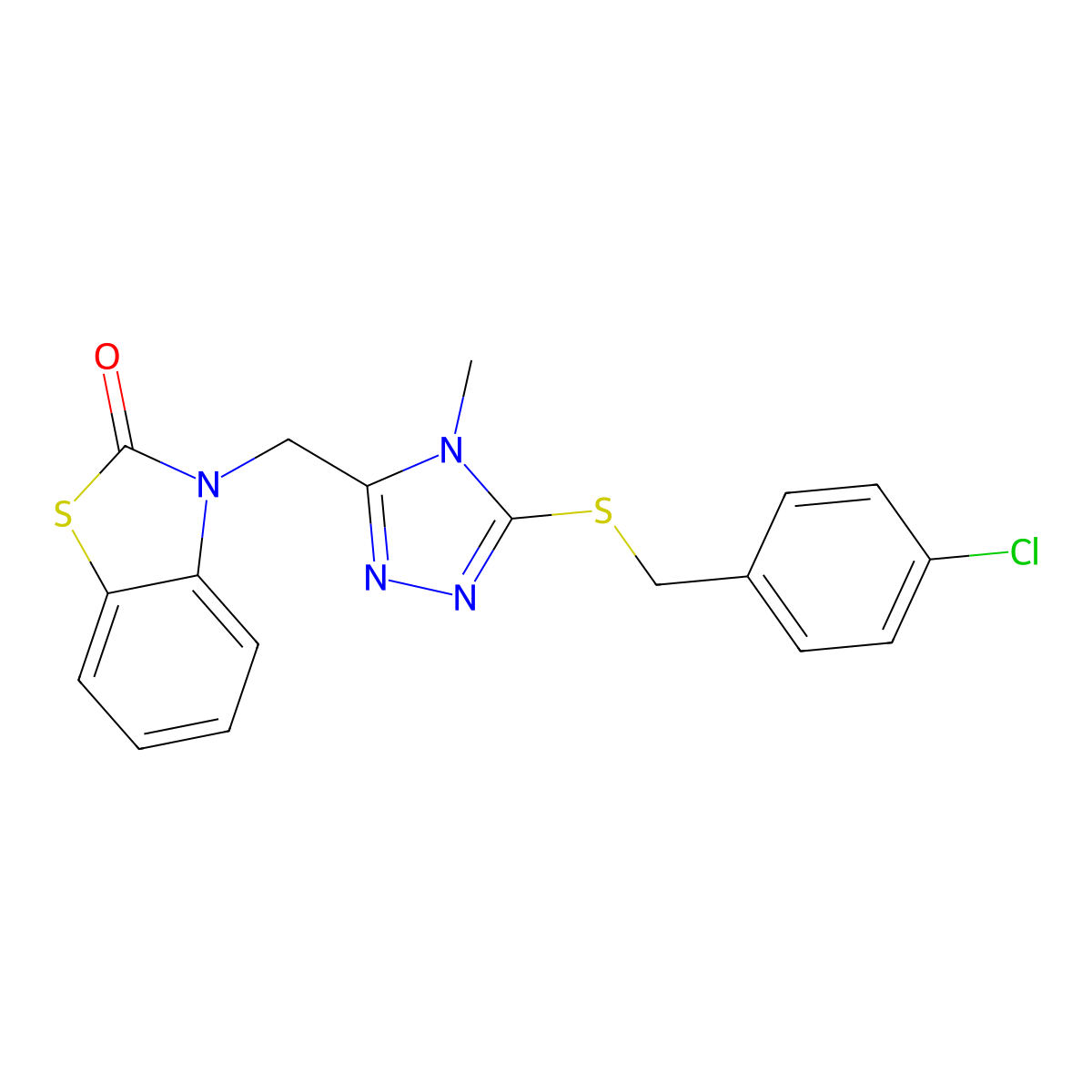 3-((5-((4-chlorobenzyl)thio)-4-methyl-4H-1,2,4-triazol-3-yl)methyl)benzo[d]thiazol-2(3H)-one molecular structure, CAS 847400-82-2