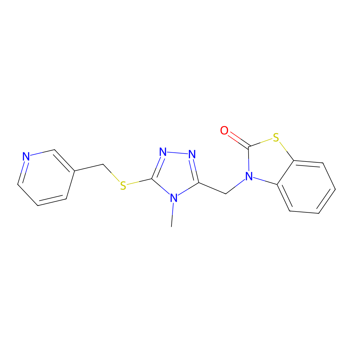 3-((4-methyl-5-((pyridin-3-ylmethyl)thio)-4H-1,2,4-triazol-3-yl)methyl)benzo[d]thiazol-2(3H)-one molecular structure, CAS 847400-91-3