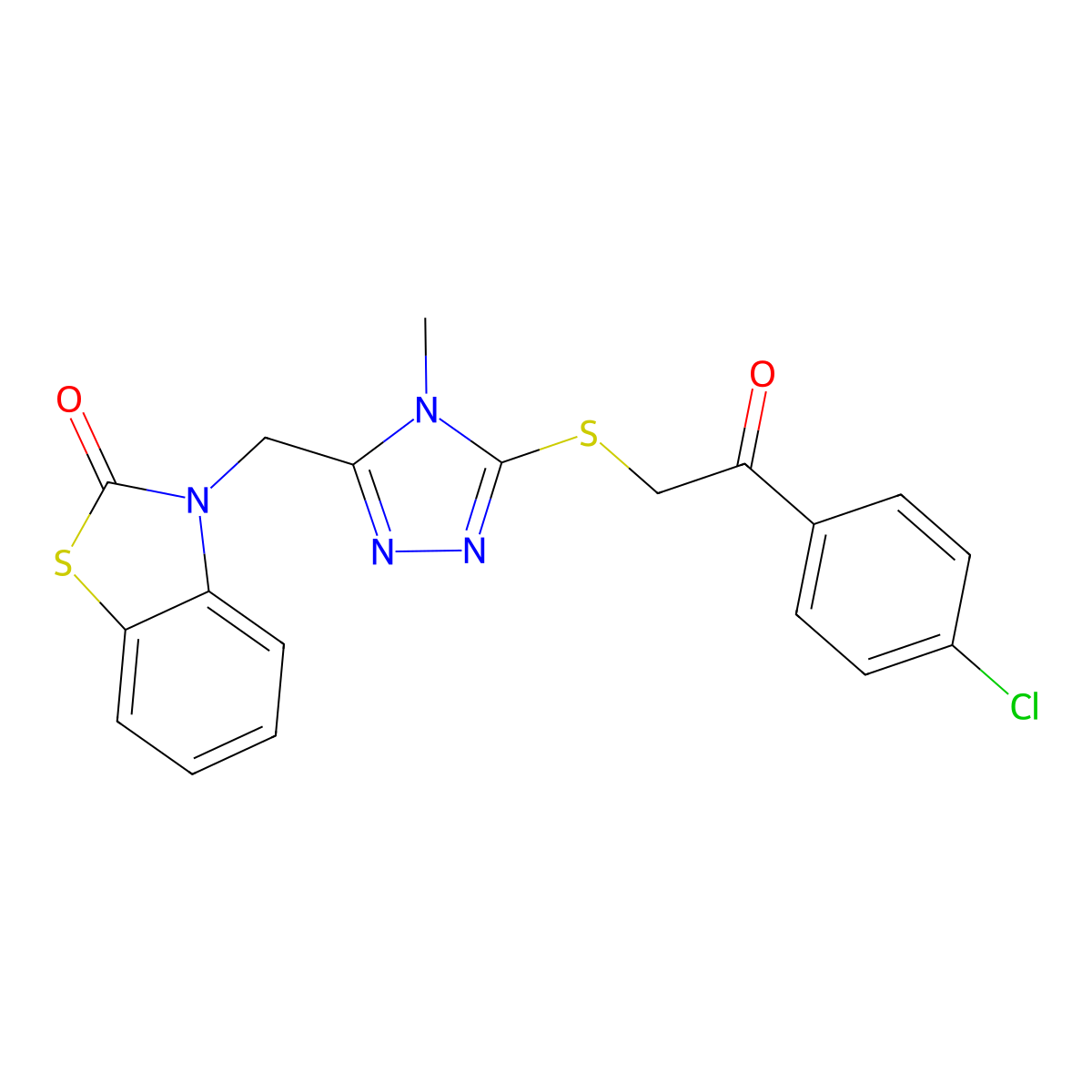 3-[(5-{[2-(4-chlorophenyl)-2-oxoethyl]sulfanyl}-4-methyl-4H-1,2,4-triazol-3-yl)methyl]-2,3-dihydro-1,3-benzothiazol-2-one molecular structure, CAS 847400-97-9