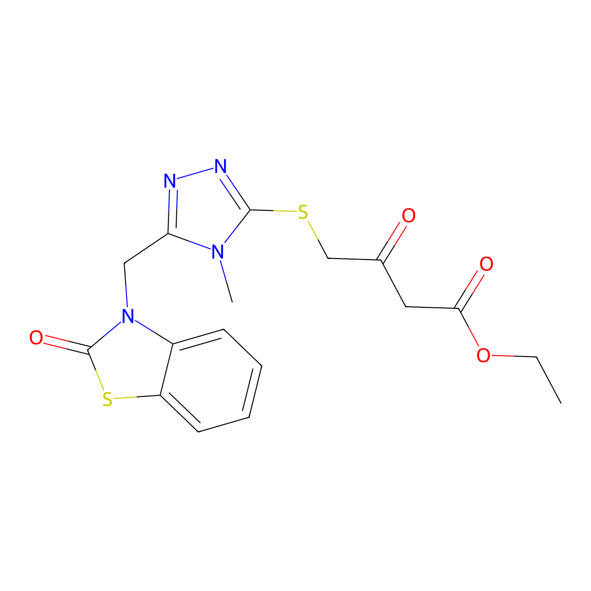 ethyl 4-((4-methyl-5-((2-oxobenzo[d]thiazol-3(2H)-yl)methyl)-4H-1,2,4-triazol-3-yl)thio)-3-oxobutanoate molecular structure, CAS 847400-98-0