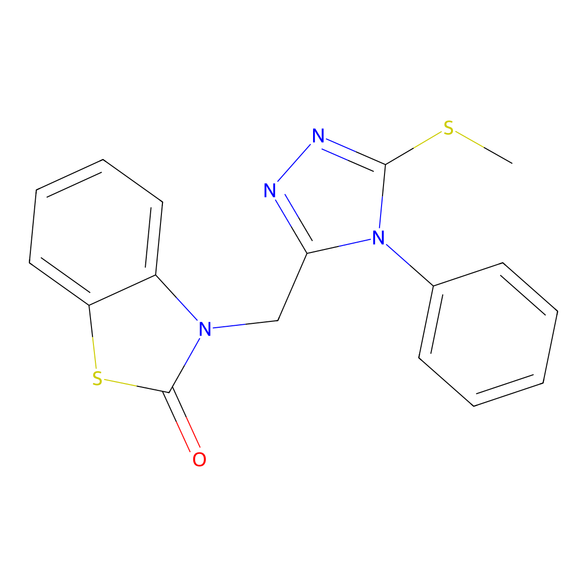 3-[(5-Methylsulfanyl-4-phenyl-1,2,4-triazol-3-yl)methyl]-1,3-benzothiazol-2-one molecular structure, CAS 847400-99-1
