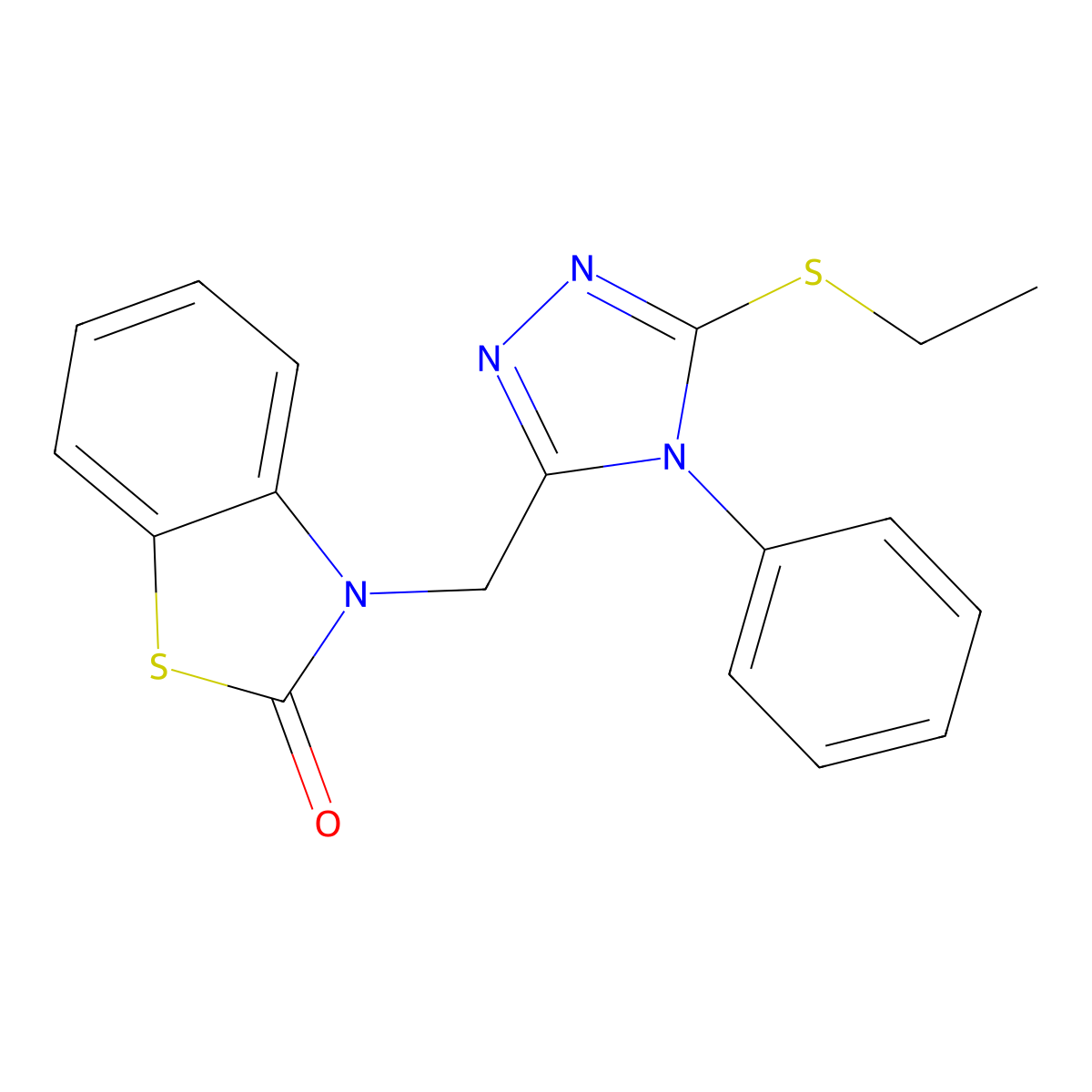 3-[(5-Ethylsulfanyl-4-phenyl-1,2,4-triazol-3-yl)methyl]-1,3-benzothiazol-2-one molecular structure, CAS 847401-00-7