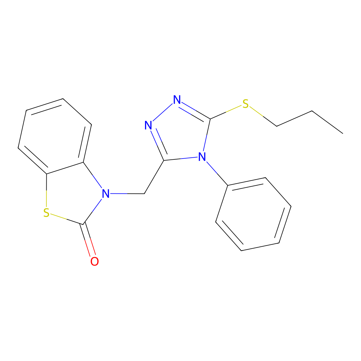 3-[[4-Phenyl-5-(propylthio)-1,2,4-triazol-3-yl]methyl]-1,3-benzothiazol-2-one molecular structure, CAS 847401-01-8
