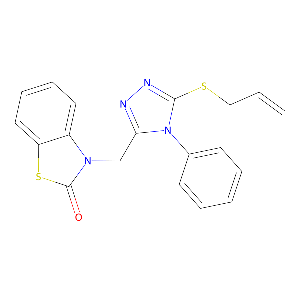 3-((5-(allylthio)-4-phenyl-4H-1,2,4-triazol-3-yl)methyl)benzo[d]thiazol-2(3H)-one molecular structure, CAS 847401-07-4