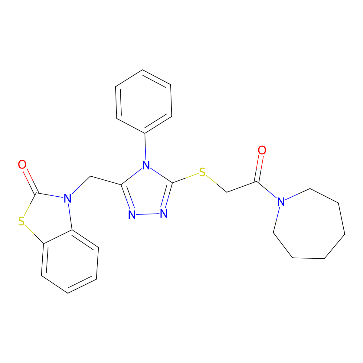 3-((5-((2-(azepan-1-yl)-2-oxoethyl)thio)-4-phenyl-4H-1,2,4-triazol-3-yl)methyl)benzo[d]thiazol-2(3H)-one molecular structure, CAS 847401-11-0
