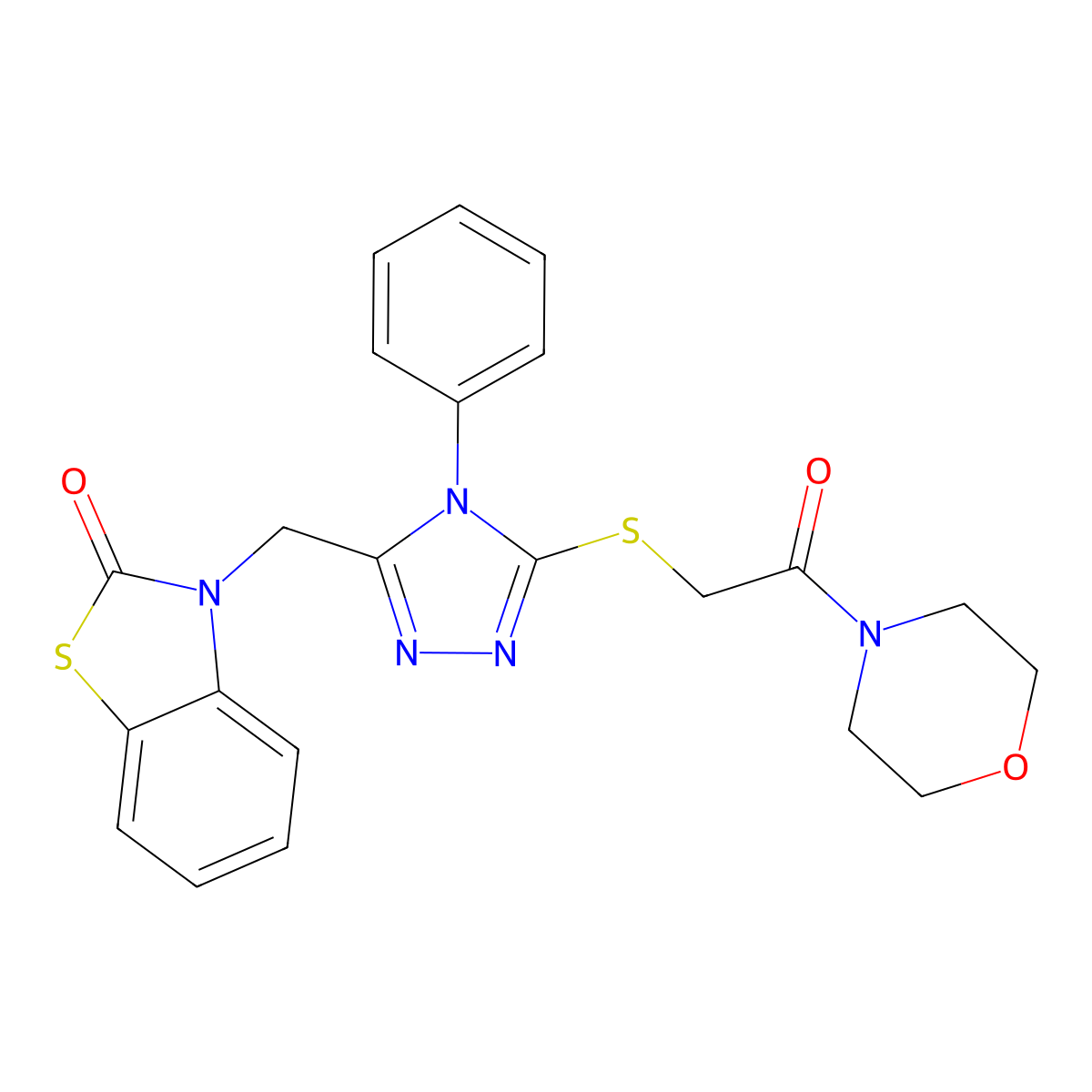 3-((5-((2-morpholino-2-oxoethyl)thio)-4-phenyl-4H-1,2,4-triazol-3-yl)methyl)benzo[d]thiazol-2(3H)-one molecular structure, CAS 847401-12-1