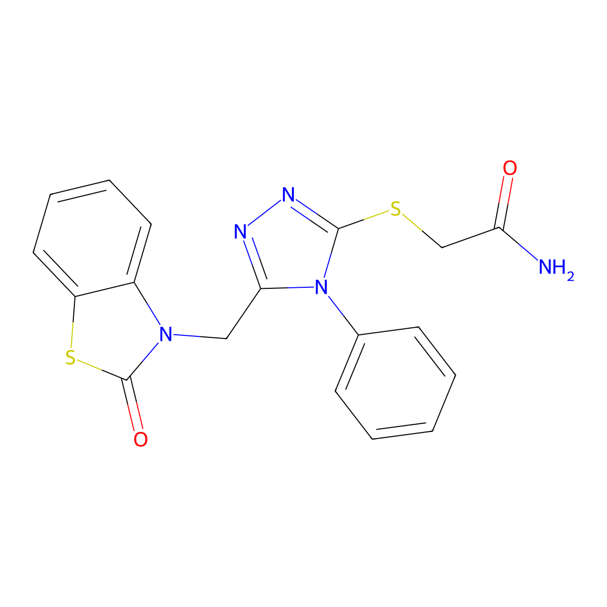 2-((5-((2-oxobenzo[d]thiazol-3(2H)-yl)methyl)-4-phenyl-4H-1,2,4-triazol-3-yl)thio)acetamide molecular structure, CAS 847401-15-4
