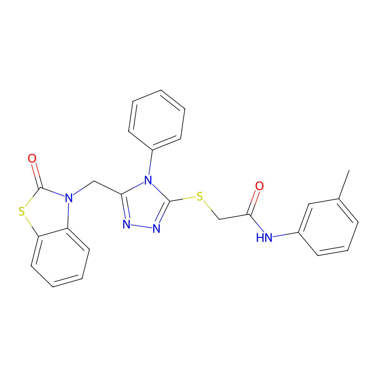 2-((5-((2-oxobenzo[d]thiazol-3(2H)-yl)methyl)-4-phenyl-4H-1,2,4-triazol-3-yl)thio)-N-(m-tolyl)acetamide molecular structure, CAS 847401-18-7