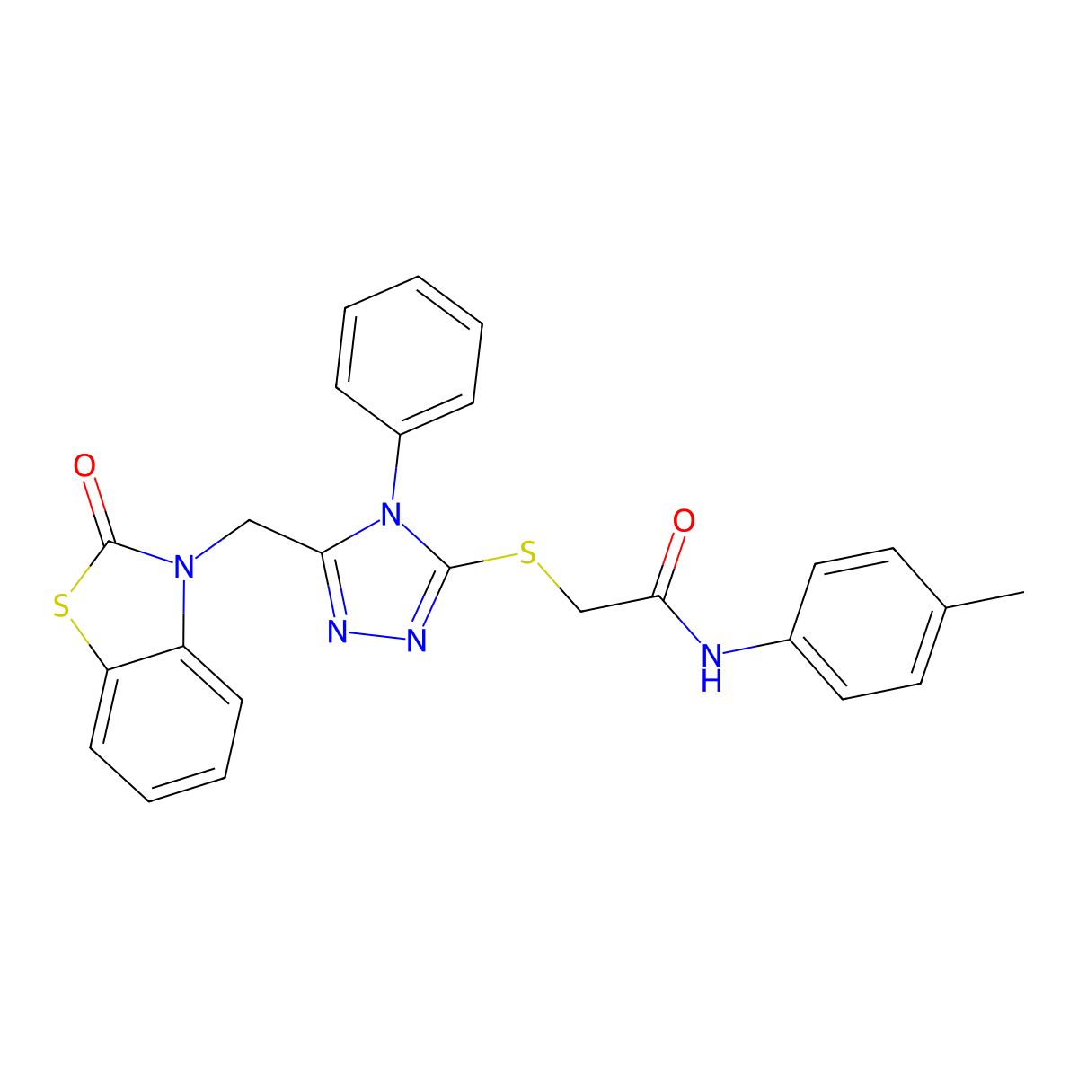 2-((5-((2-oxobenzo[d]thiazol-3(2H)-yl)methyl)-4-phenyl-4H-1,2,4-triazol-3-yl)thio)-N-(p-tolyl)acetamide molecular structure, CAS 847402-02-2