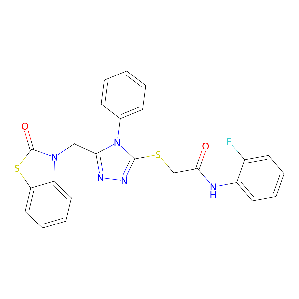 N-(2-fluorophenyl)-2-((5-((2-oxobenzo[d]thiazol-3(2H)-yl)methyl)-4-phenyl-4H-1,2,4-triazol-3-yl)thio)acetamide molecular structure, CAS 847402-03-3