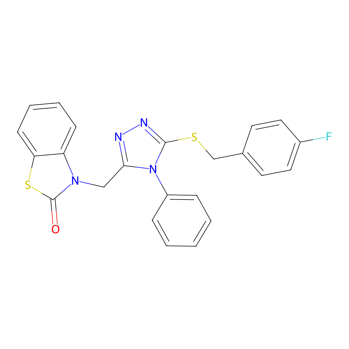 3-((5-((4-fluorobenzyl)thio)-4-phenyl-4H-1,2,4-triazol-3-yl)methyl)benzo[d]thiazol-2(3H)-one molecular structure, CAS 847402-18-0