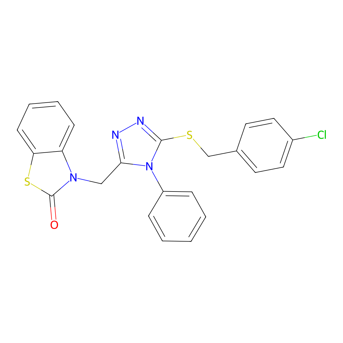 3-((5-((4-chlorobenzyl)thio)-4-phenyl-4H-1,2,4-triazol-3-yl)methyl)benzo[d]thiazol-2(3H)-one molecular structure, CAS 847402-21-5