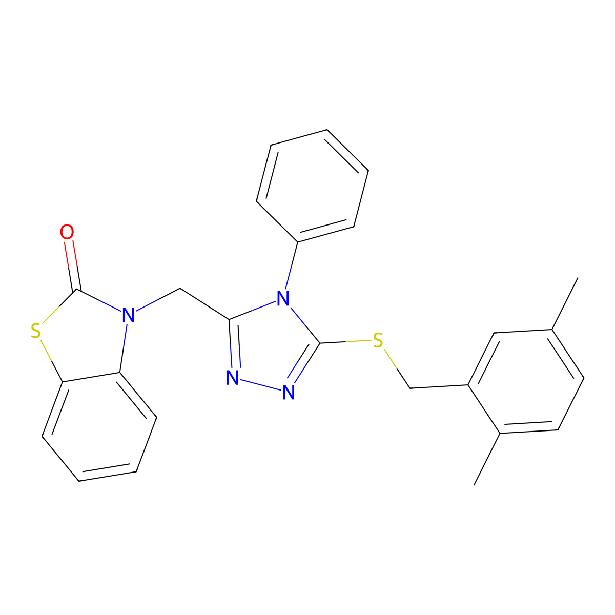 3-((5-((2,5-dimethylbenzyl)thio)-4-phenyl-4H-1,2,4-triazol-3-yl)methyl)benzo[d]thiazol-2(3H)-one molecular structure, CAS 847402-25-9