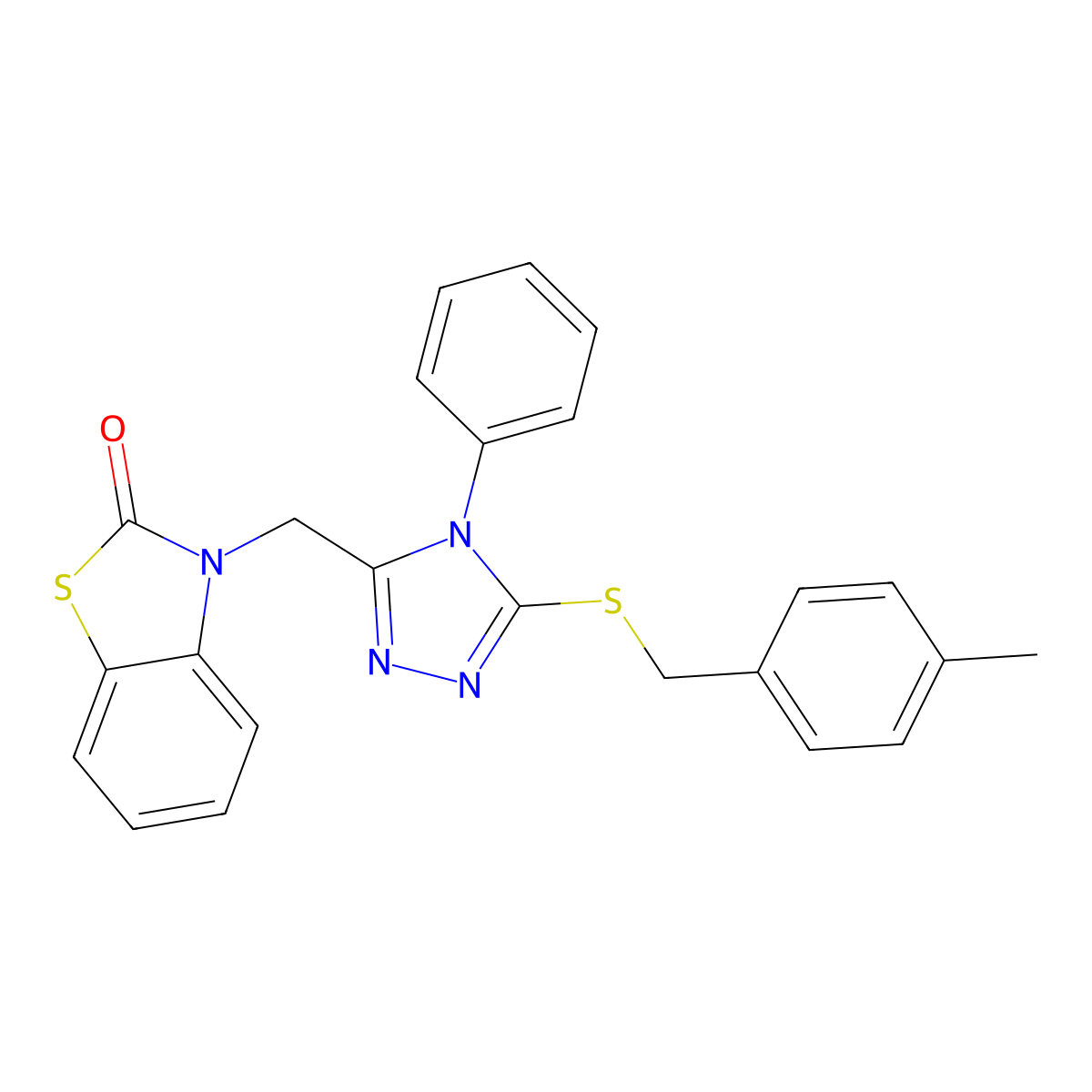 3-((5-((4-methylbenzyl)thio)-4-phenyl-4H-1,2,4-triazol-3-yl)methyl)benzo[d]thiazol-2(3H)-one molecular structure, CAS 847402-26-0
