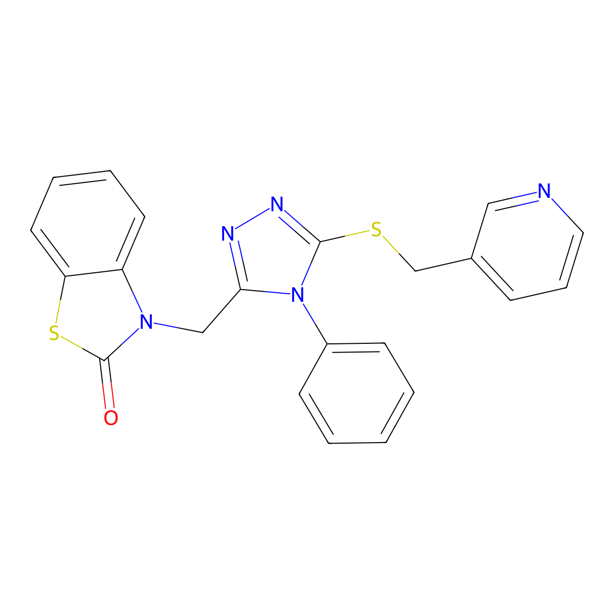 3-((4-phenyl-5-((pyridin-3-ylmethyl)thio)-4H-1,2,4-triazol-3-yl)methyl)benzo[d]thiazol-2(3H)-one molecular structure, CAS 847402-30-6